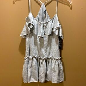 Ruffled Forever gray tank top XS strappy racerback NWT